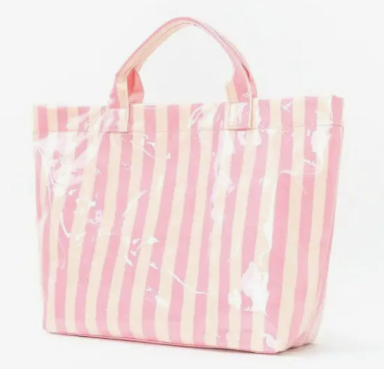 Large Striped Vinyl Tote Bags