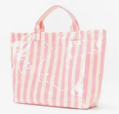 Large Striped Vinyl Tote Bags