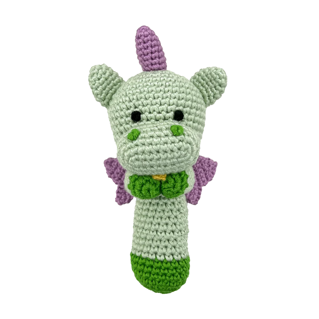 Dragon Crochet Stick Rattle 6"
