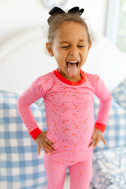 Pink Candy Cane Pajama Set