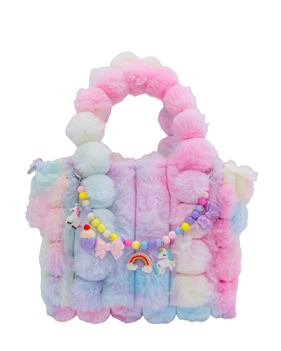 Tye Dye Galaxy Fur Tote with Pastel Charms