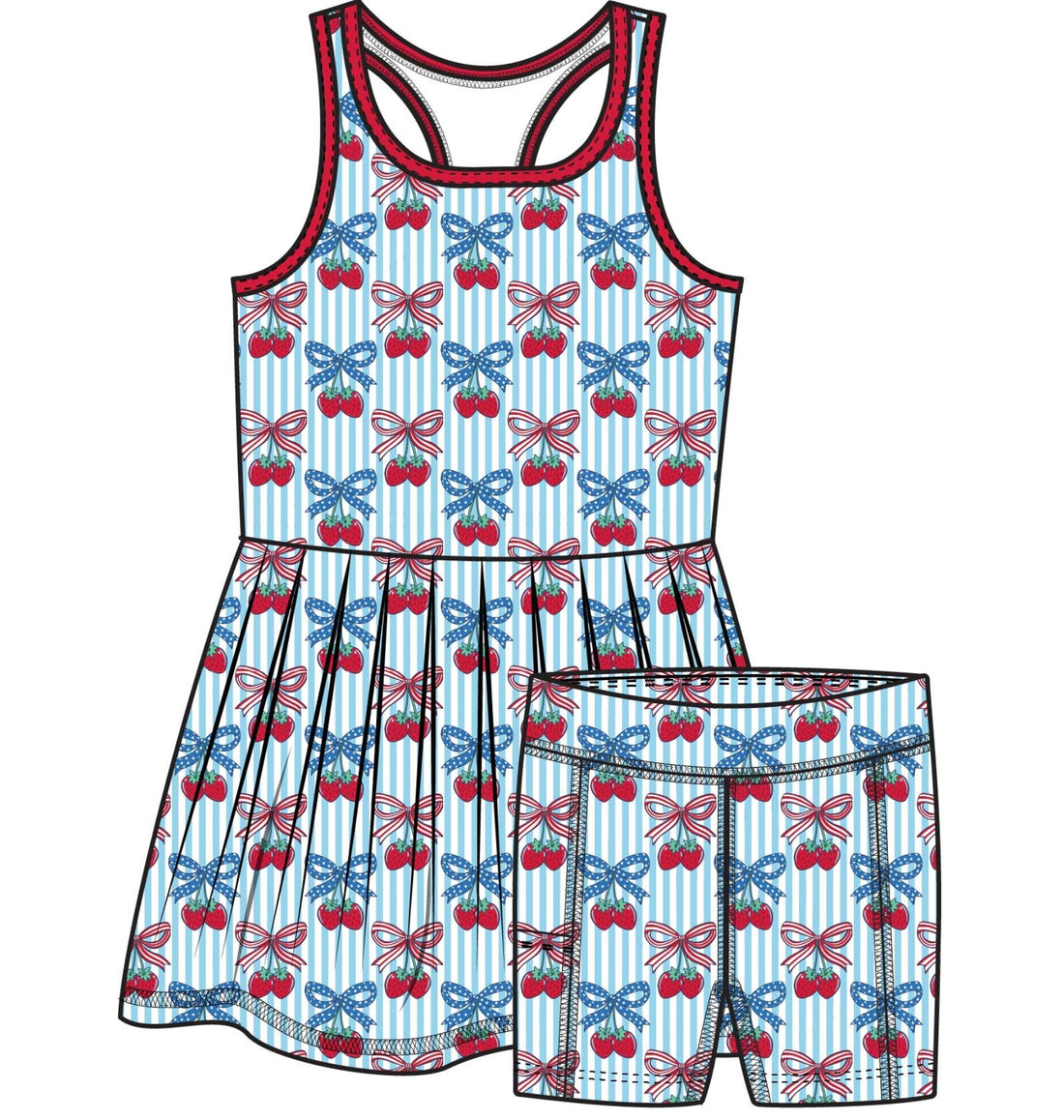 Berries &amp; Bows Active Dress &amp; Bike Short Set