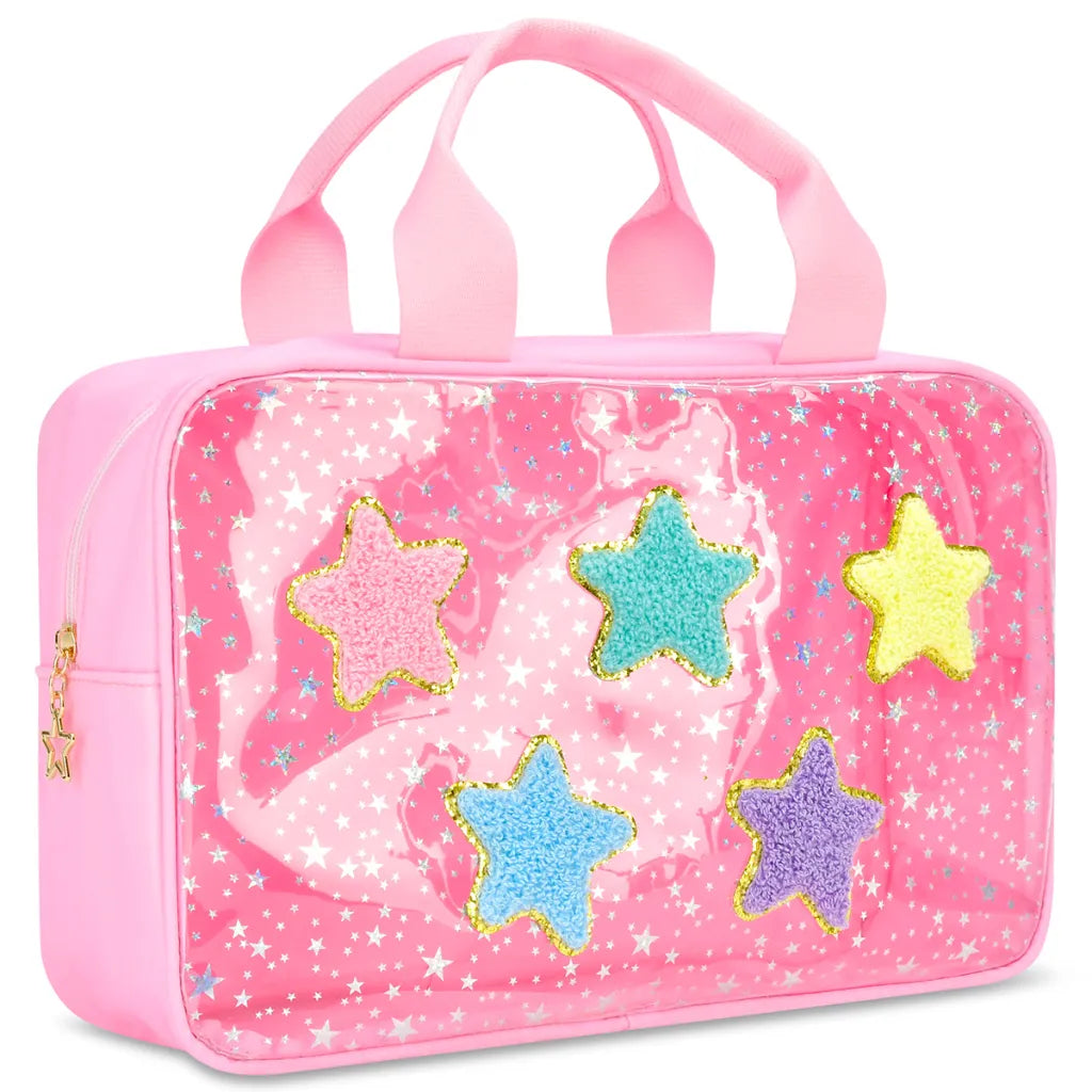 Pink Star Large Cosmetic Bag