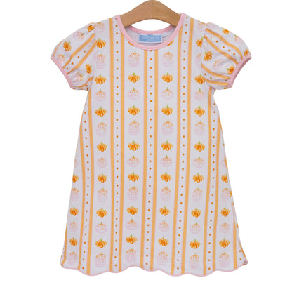 Pink Pumpkin Patch Scalloped Dress