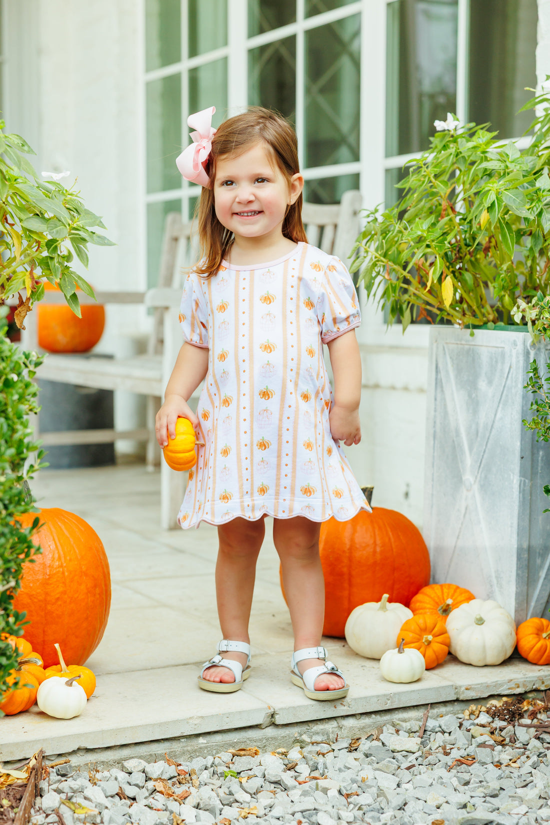 Pink Pumpkin Patch Scalloped Dress