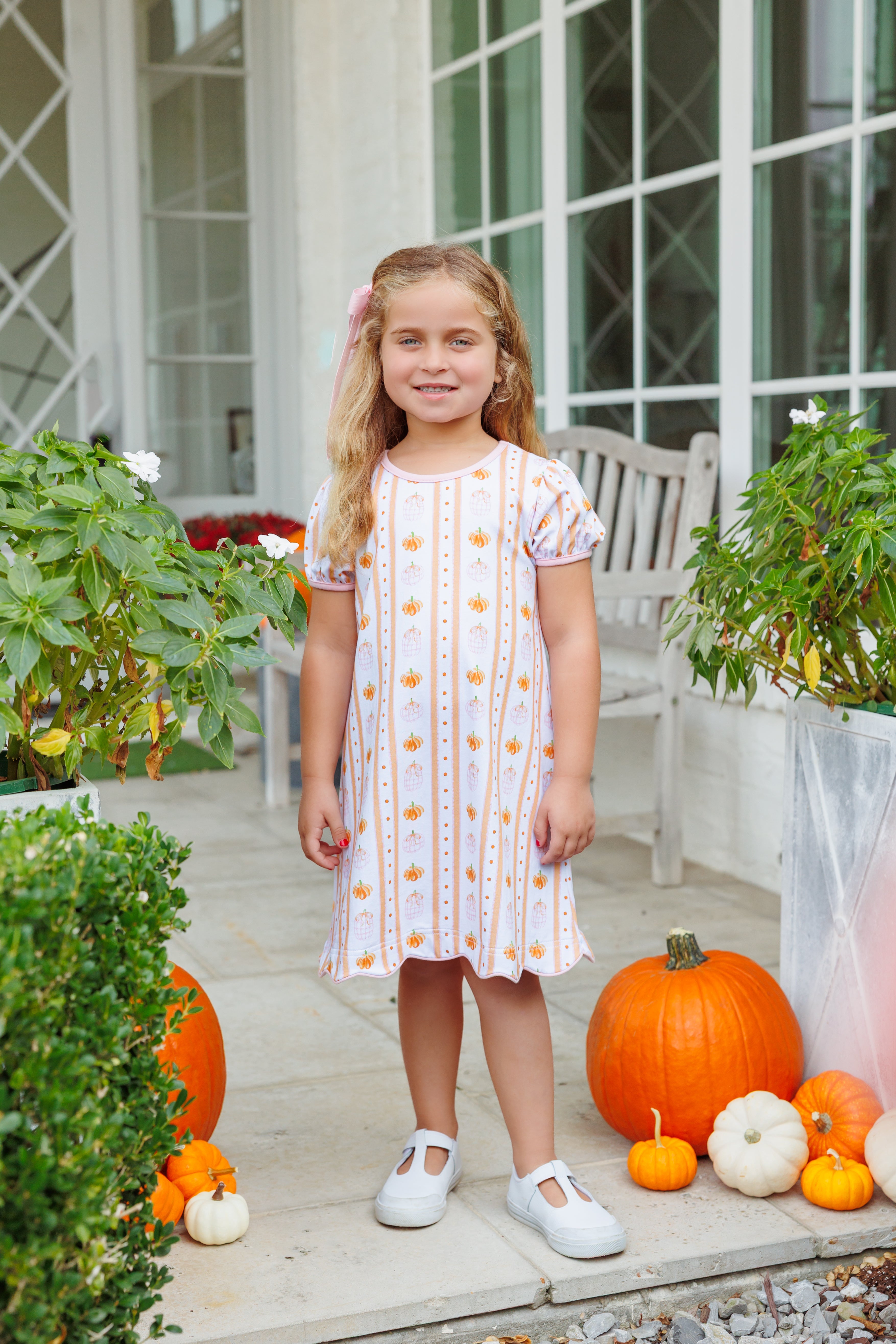 Pink Pumpkin Patch Scalloped Dress