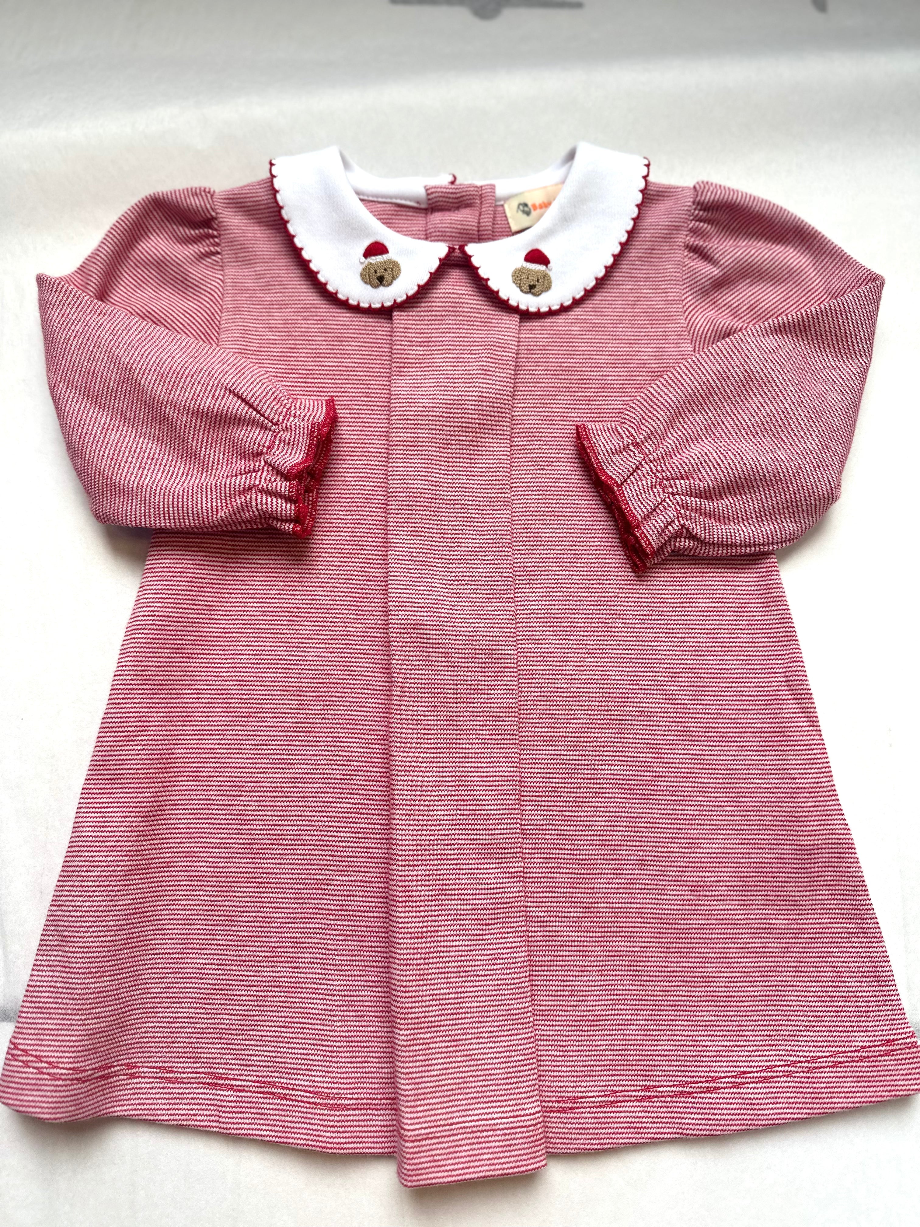 Santa Paws Embroidered Collar Stripe Dress