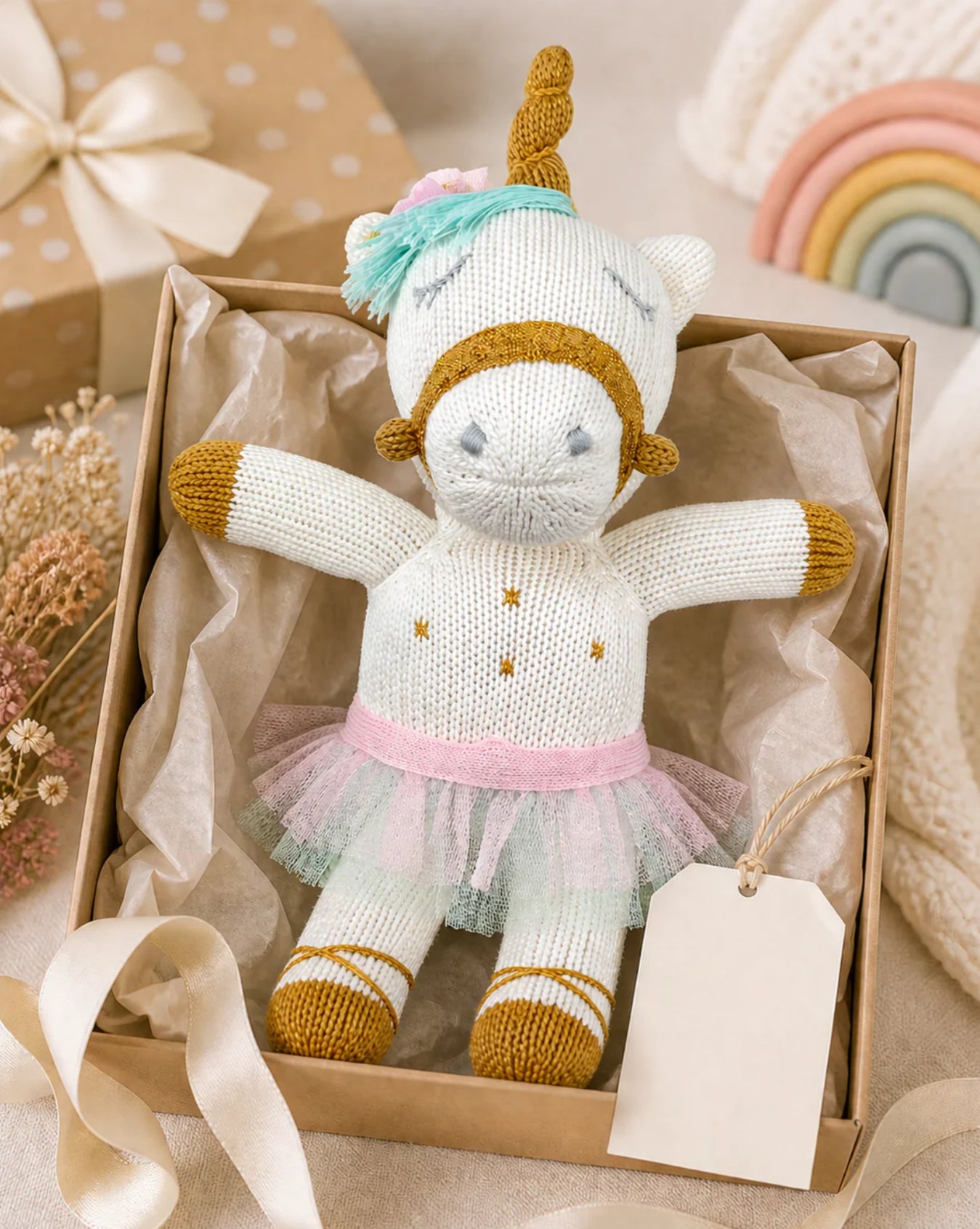 Rainbow Pop the Unicorn Knit Doll