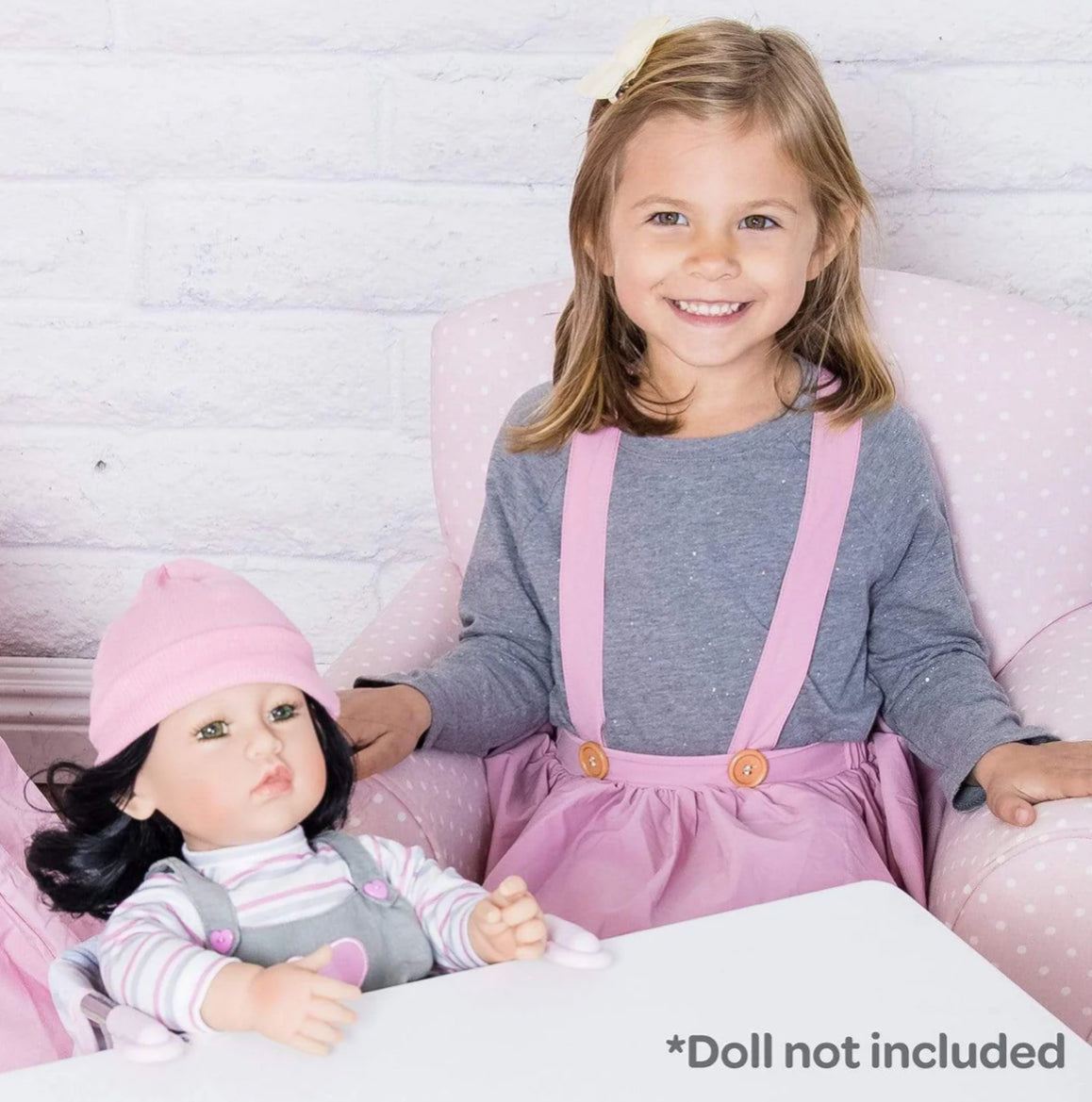 Adora Baby Doll Feeding Seat - Pastel Pink Hearts