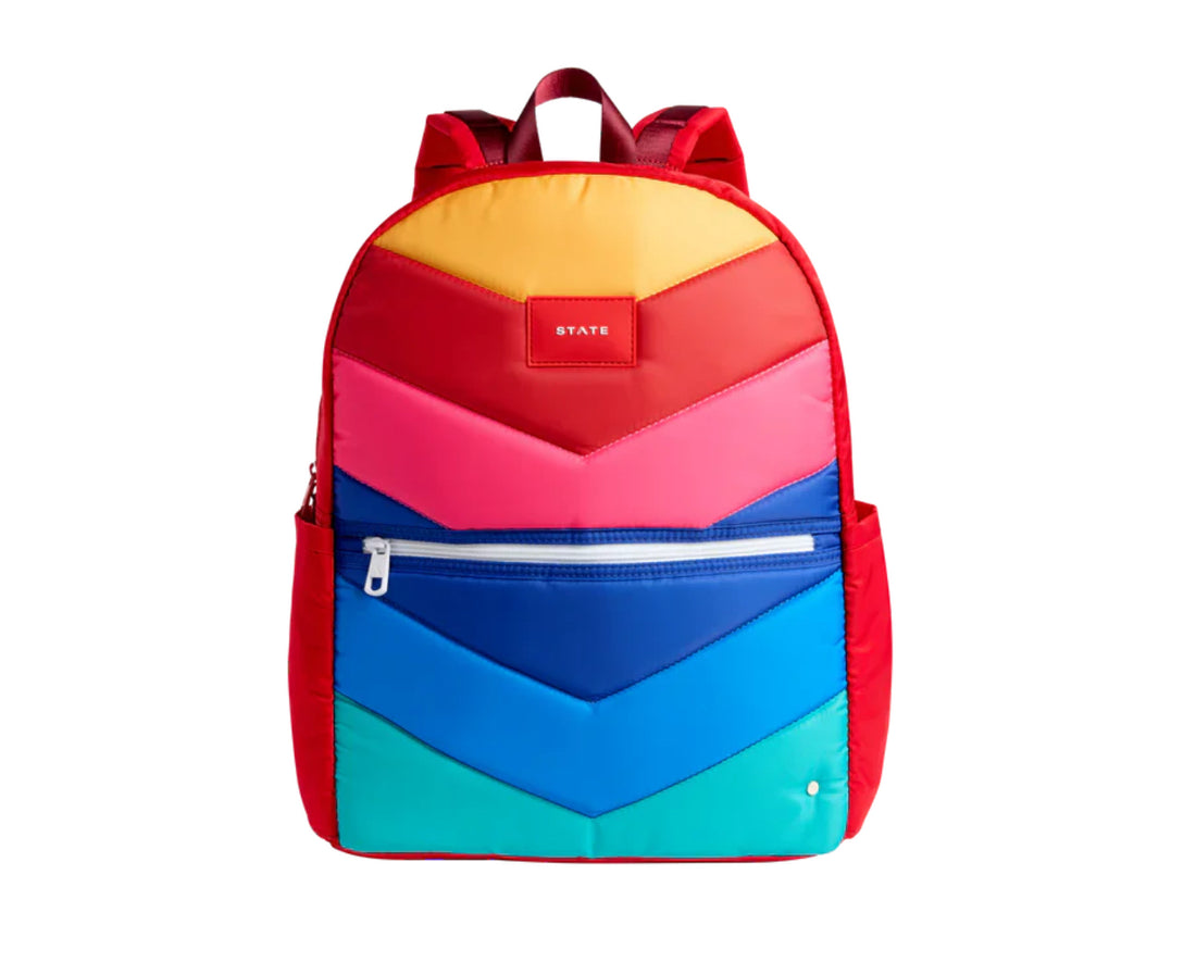 Kane Double Pocket Backpack - Rainbow Chevron