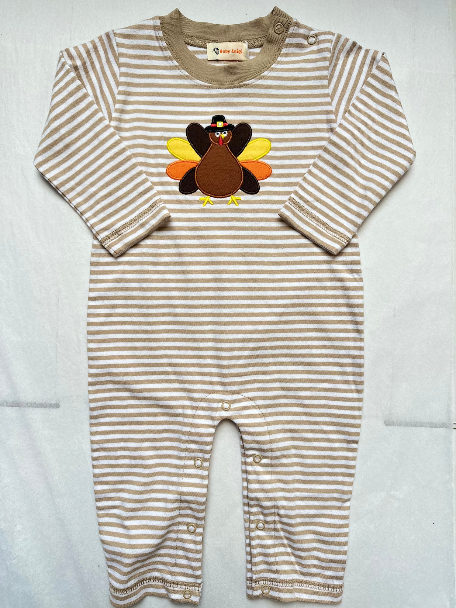 Turkey Pilgrim Long Sleeve Stripe Romper