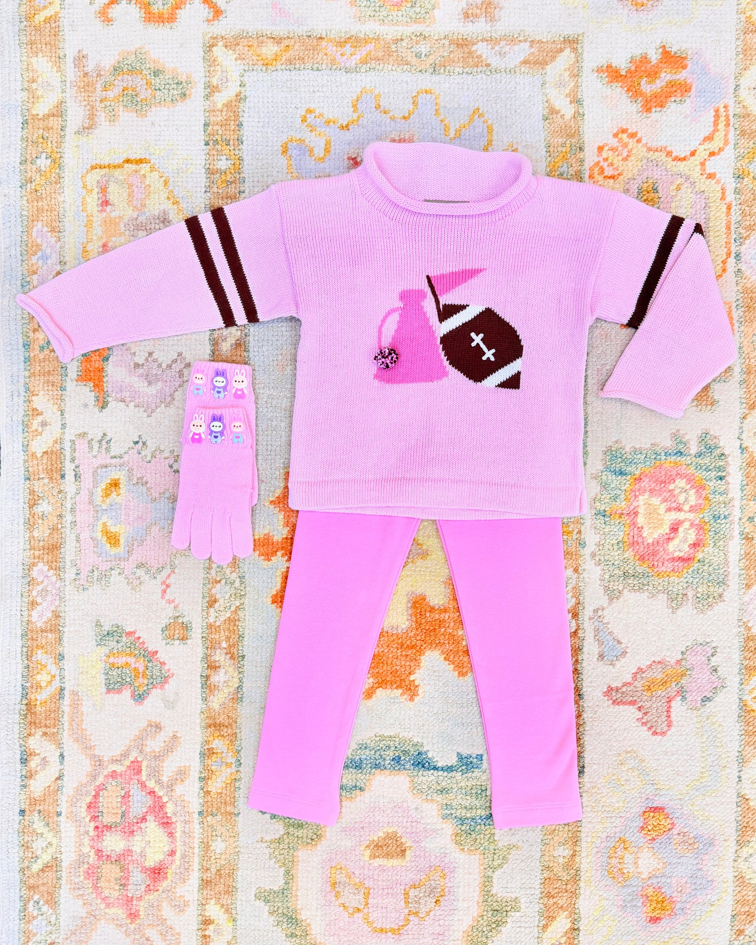 Pink Football Roll Neck Sweater