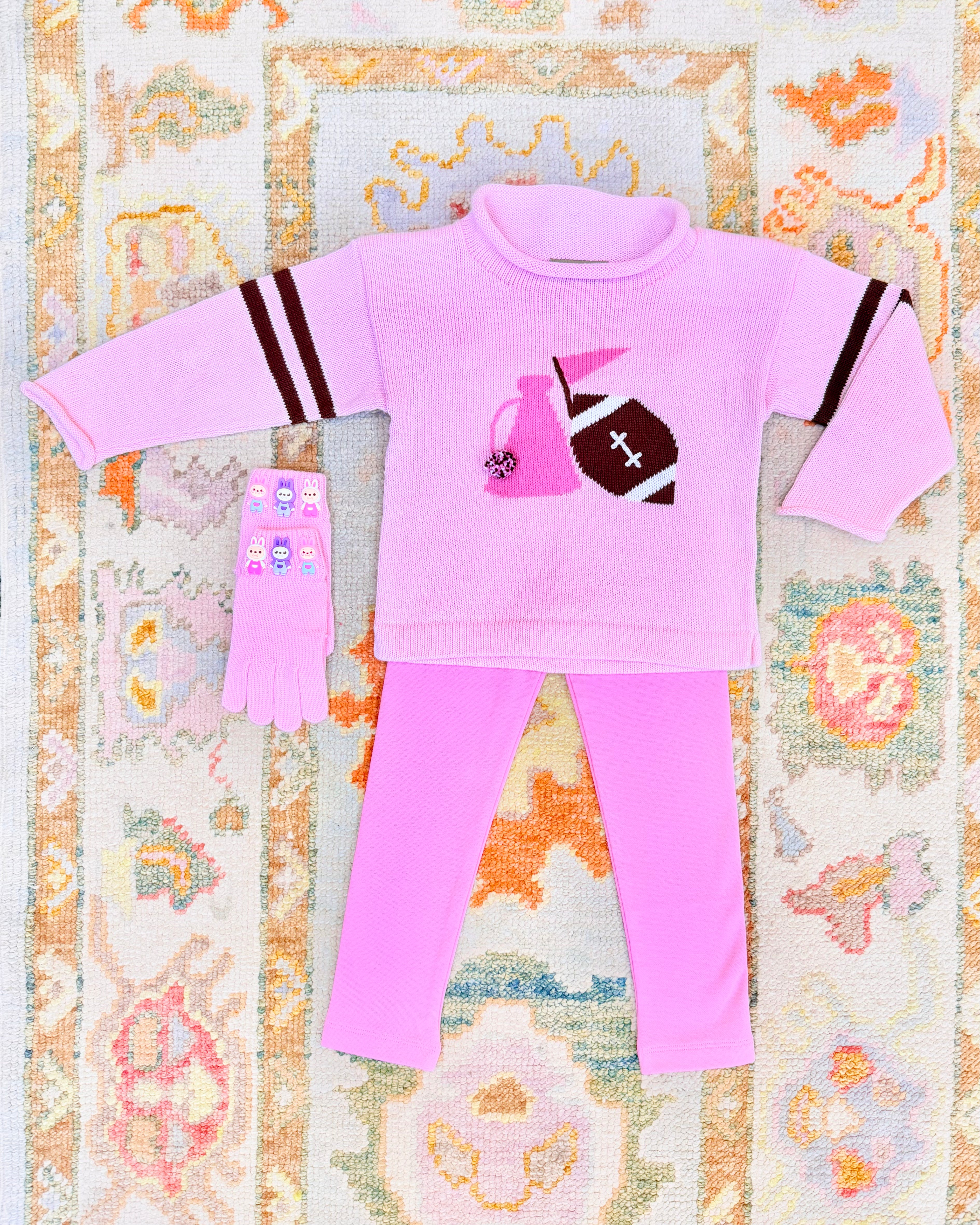 Pink Football Roll Neck Sweater