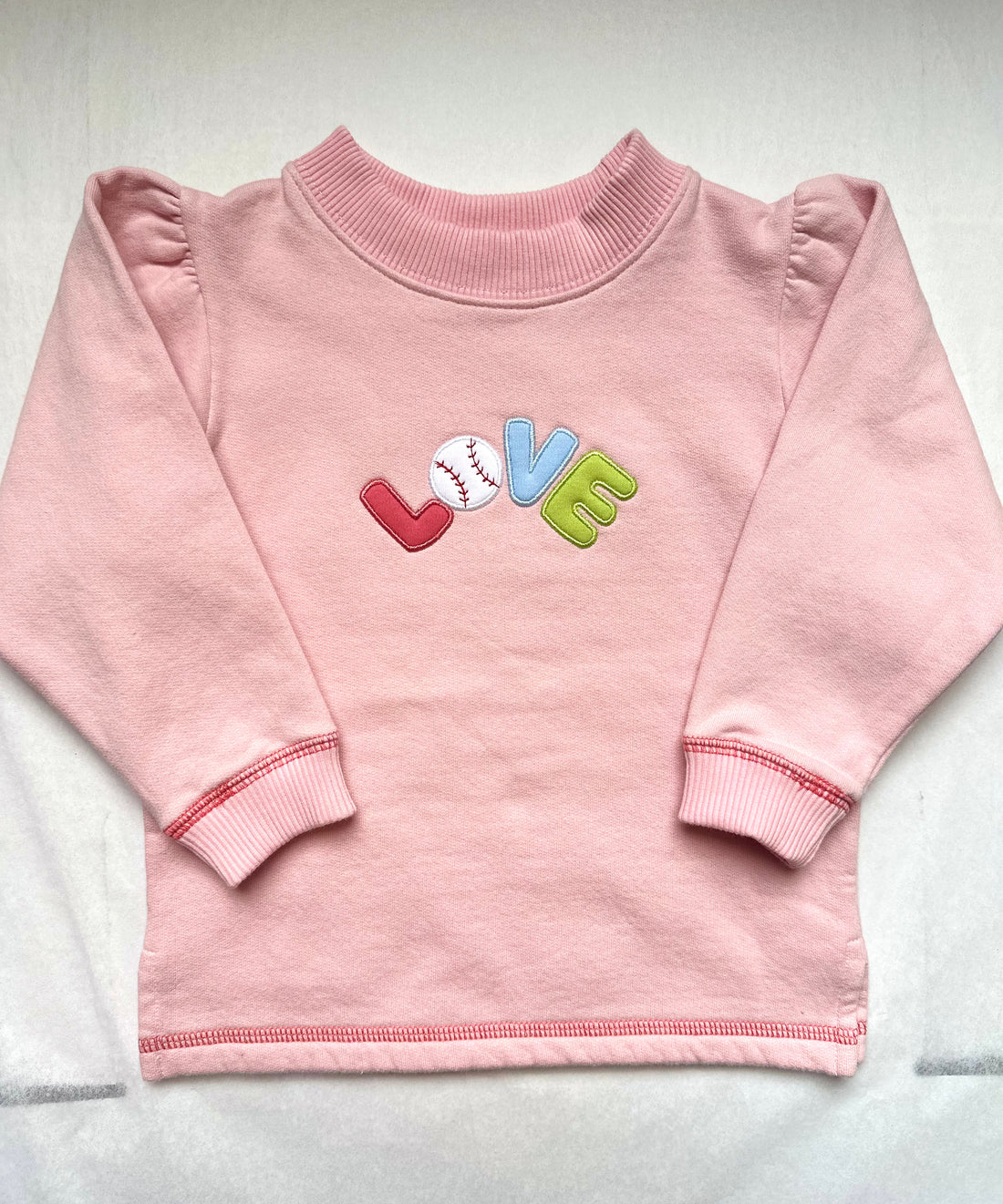 LOVE Light Pink Baseball Sweatshirt