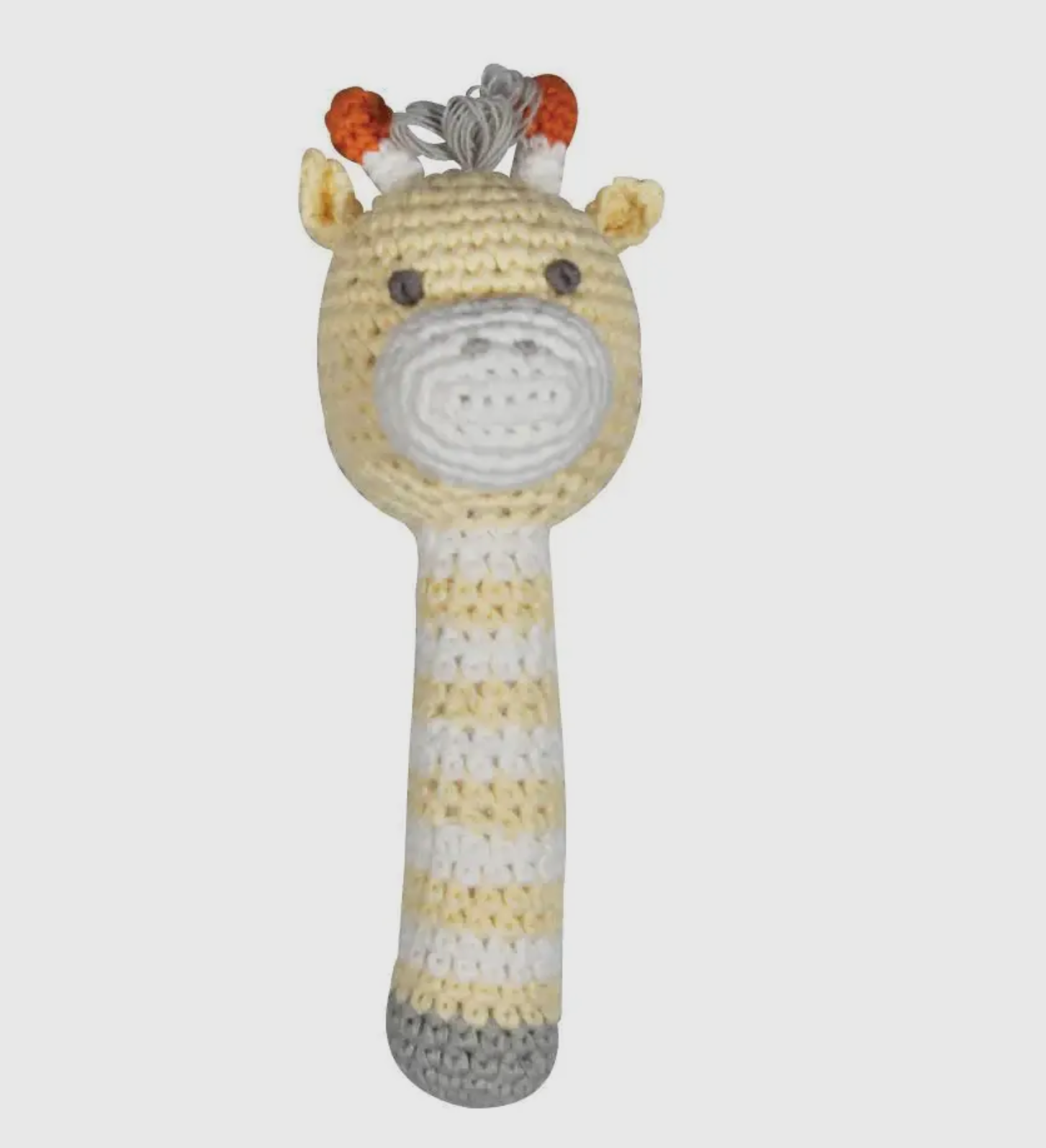 Giraffe Crochet Stick Rattle 6”
