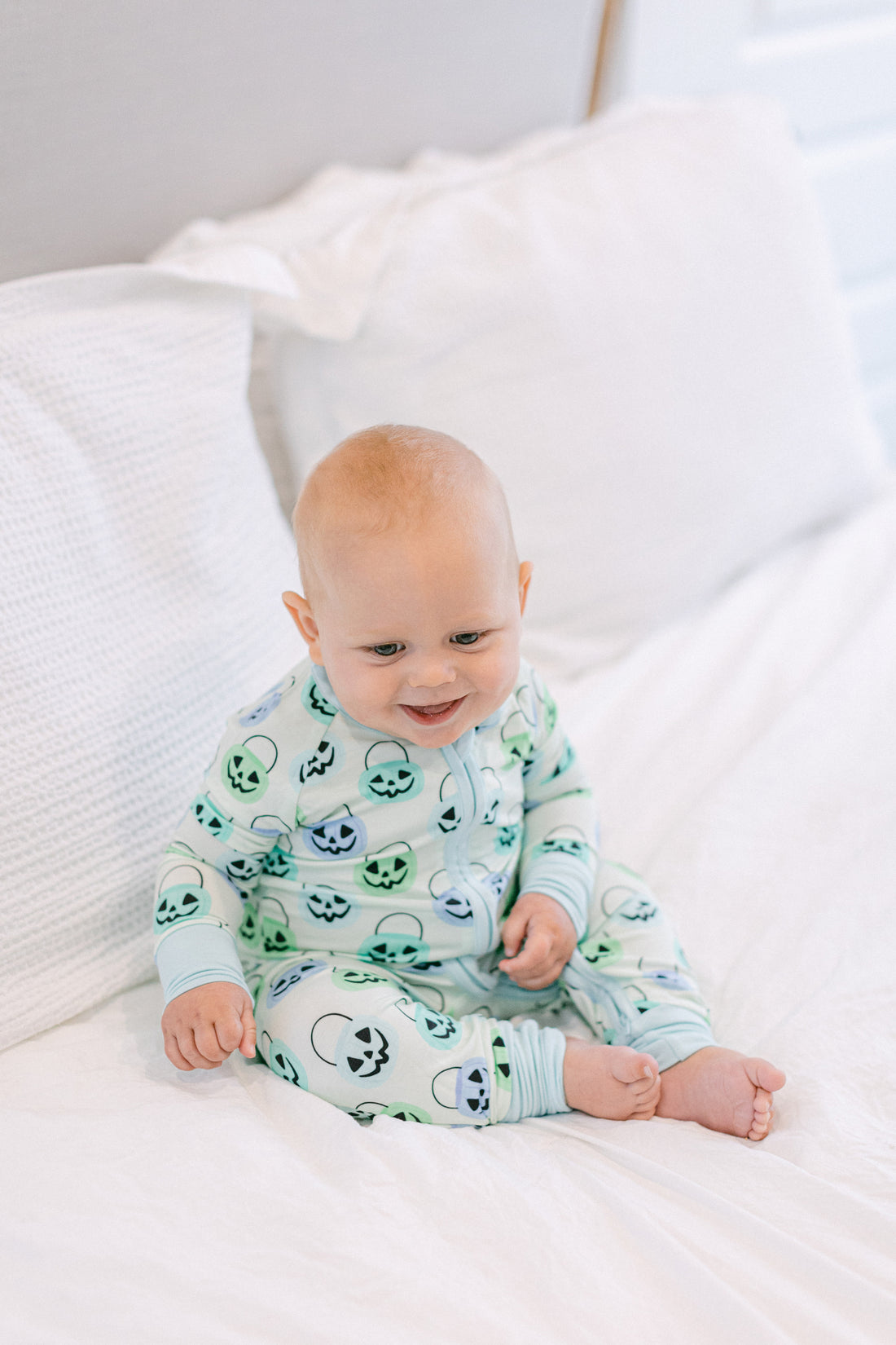 Green Halloween Bucket Ruffle Romper