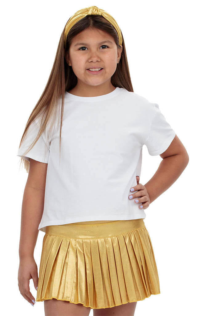 Gold Shimmer Mini Pleated Skort