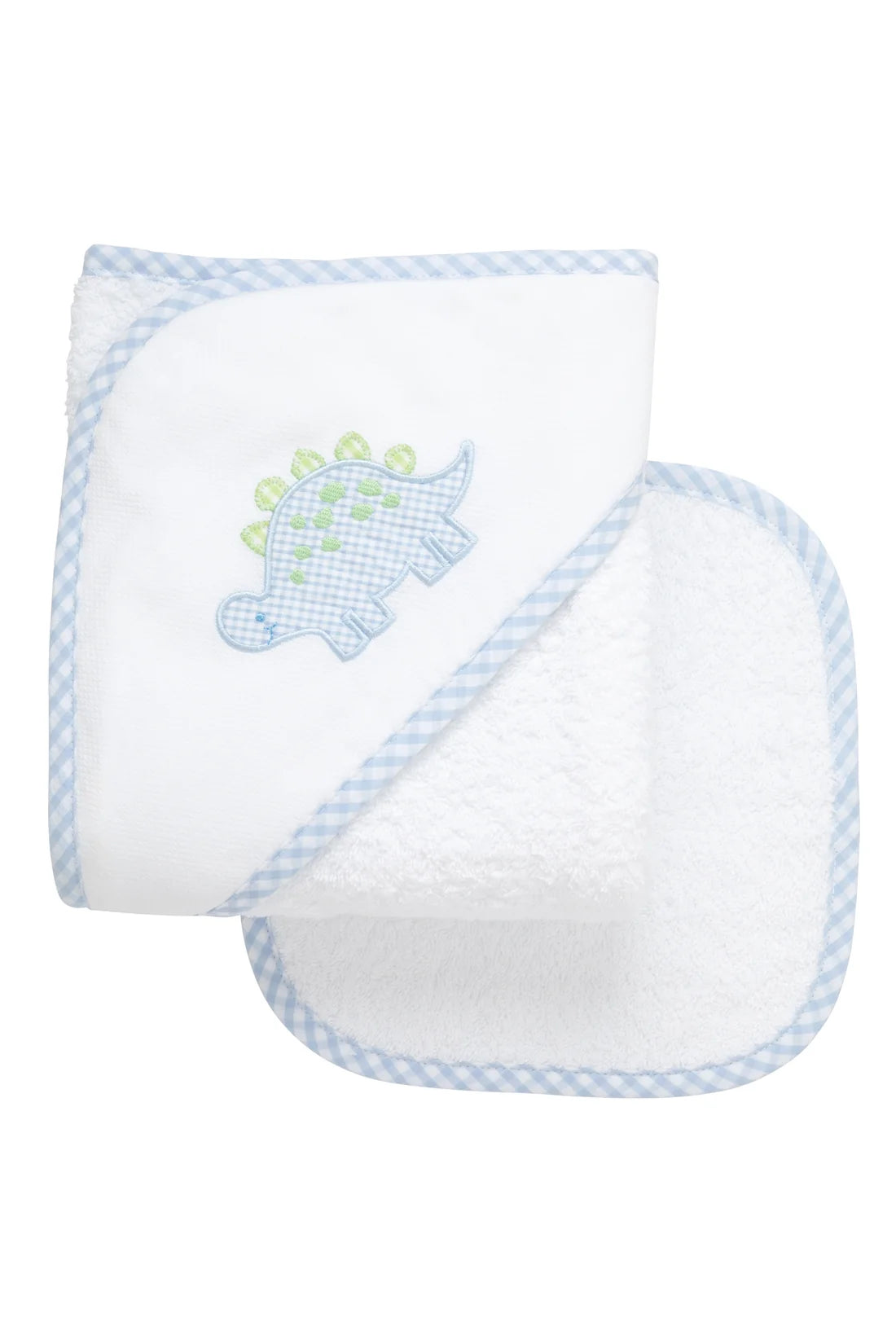 Dino Baby Hooded Towel &amp; Washcloth Set, Blue