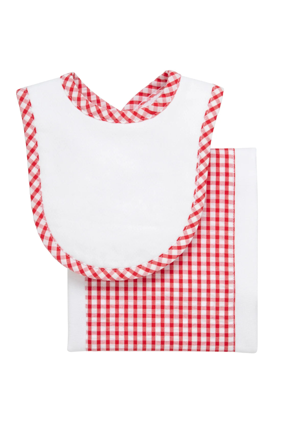 Big Check Drooler Bib &amp; Burp Set, Red