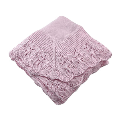 Cotton Jersey Baby Blanket with Knitted Scallop Lace Border