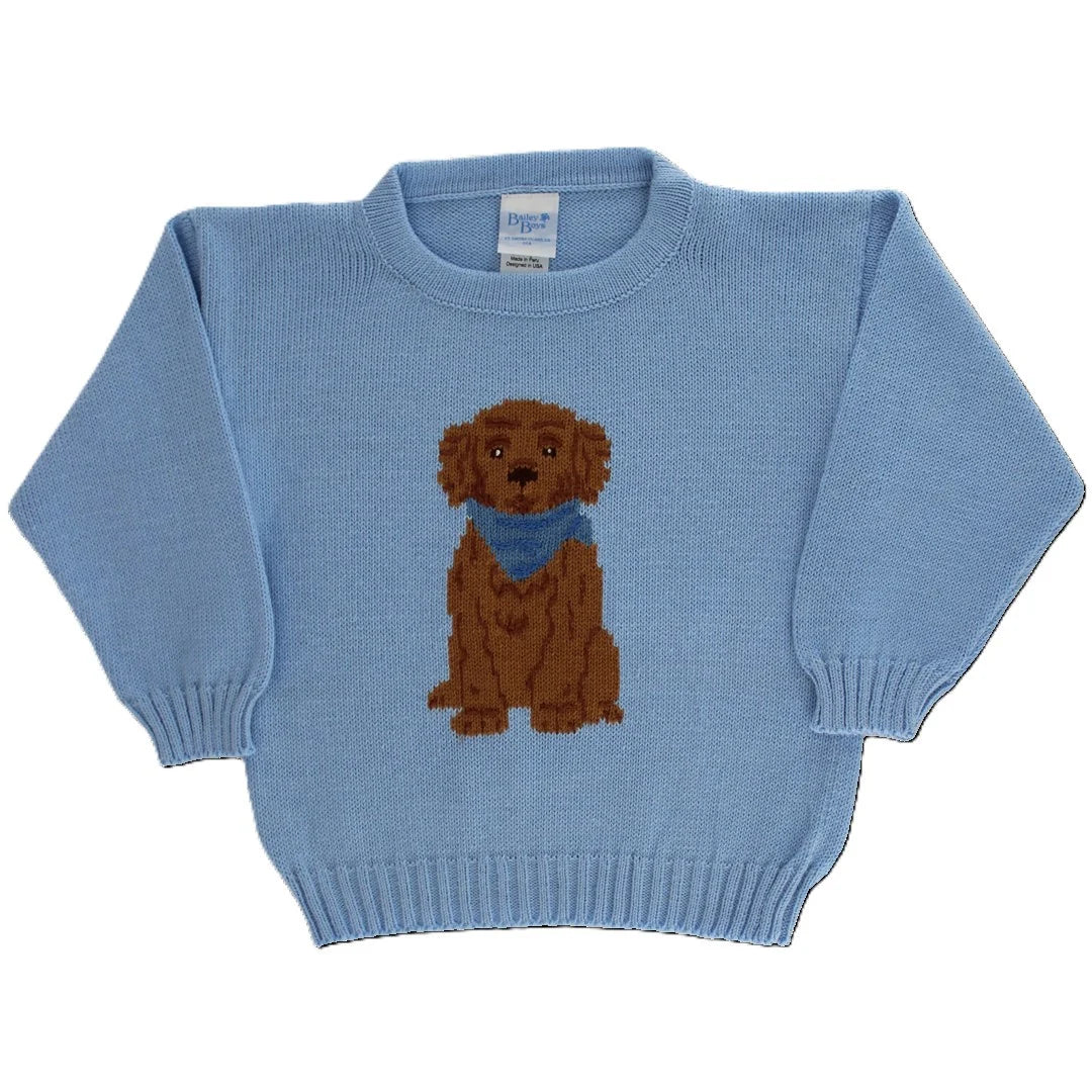 Light Blue Doodle Crew Neck Sweater