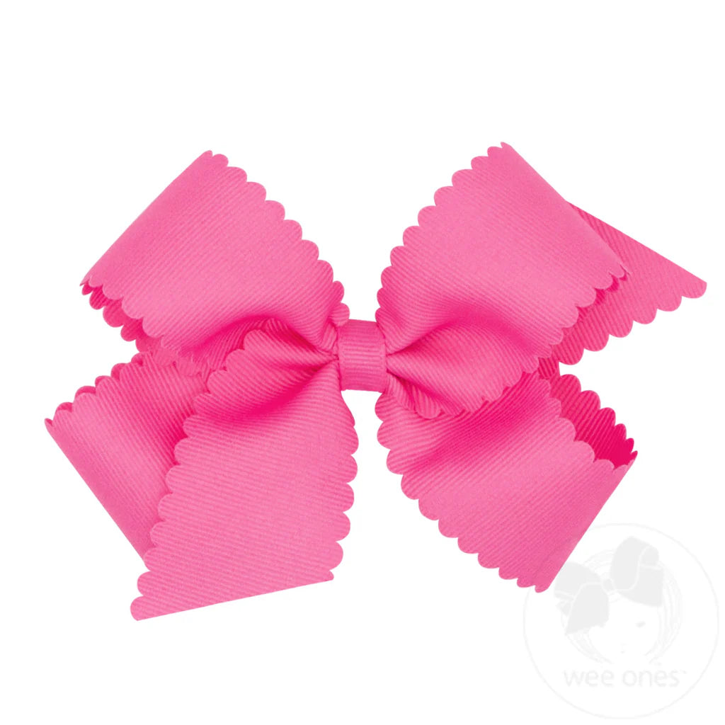 Medium Grosgrain Hair Bows with Scalloped Edge