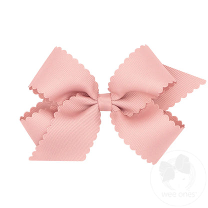 Medium Grosgrain Hair Bows with Scalloped Edge