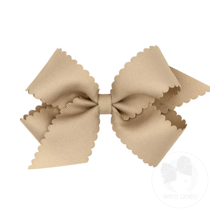 Medium Grosgrain Hair Bows with Scalloped Edge