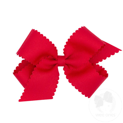Medium Grosgrain Hair Bows with Scalloped Edge