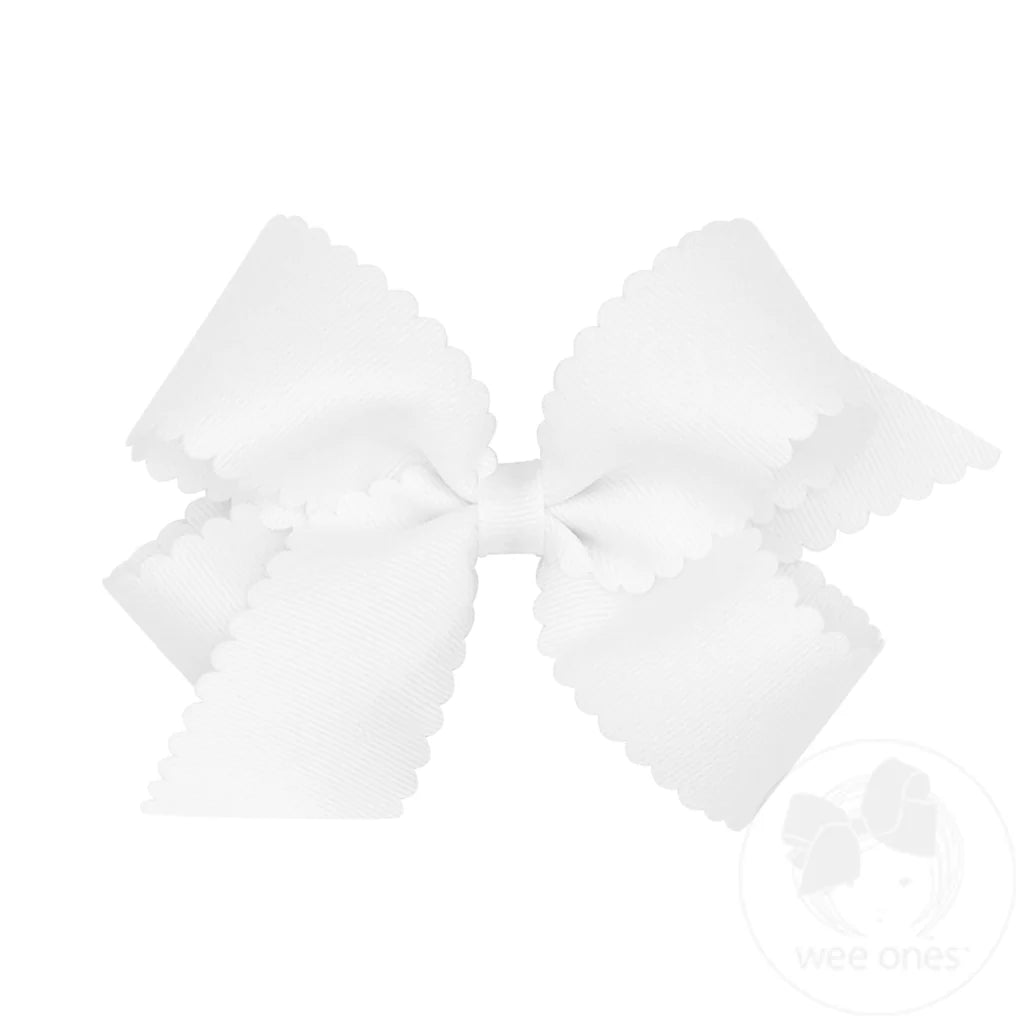 Medium Grosgrain Hair Bows with Scalloped Edge