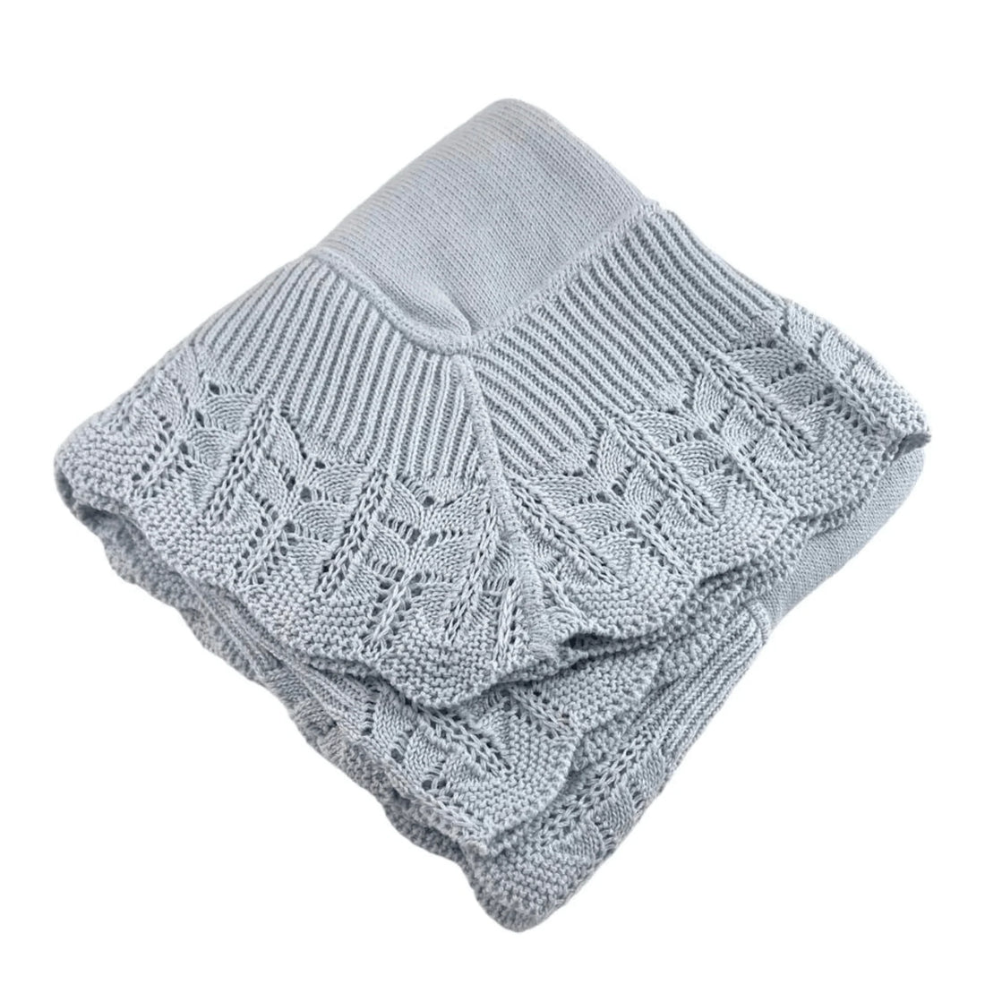 Cotton Jersey Baby Blanket with Knitted Scallop Lace Border