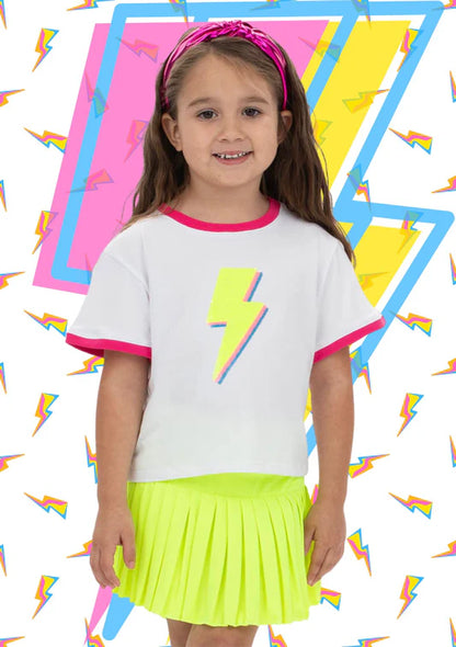Yellow Sequin Lightening Bolt Ringer Tee