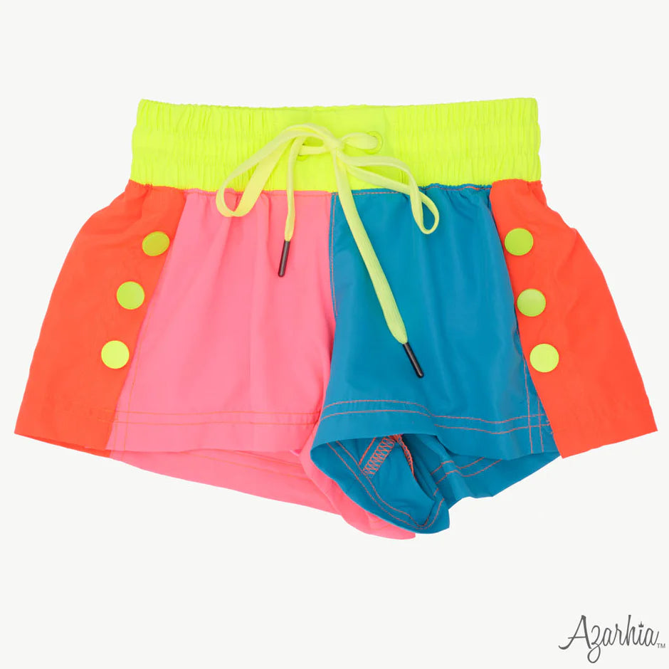 Pink Neon Colorblock Shorts