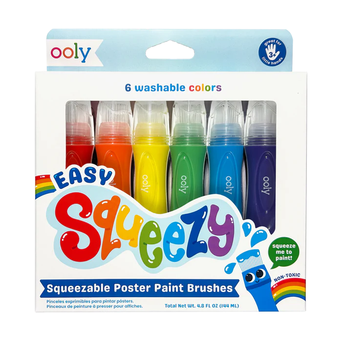 Easy Squeezy Squeezable Poster Paint Brushes - Set of 6