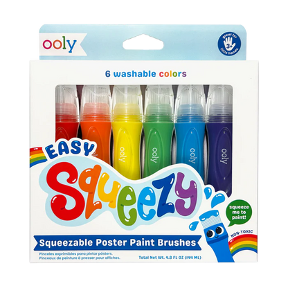 Easy Squeezy Squeezable Poster Paint Brushes - Set of 6