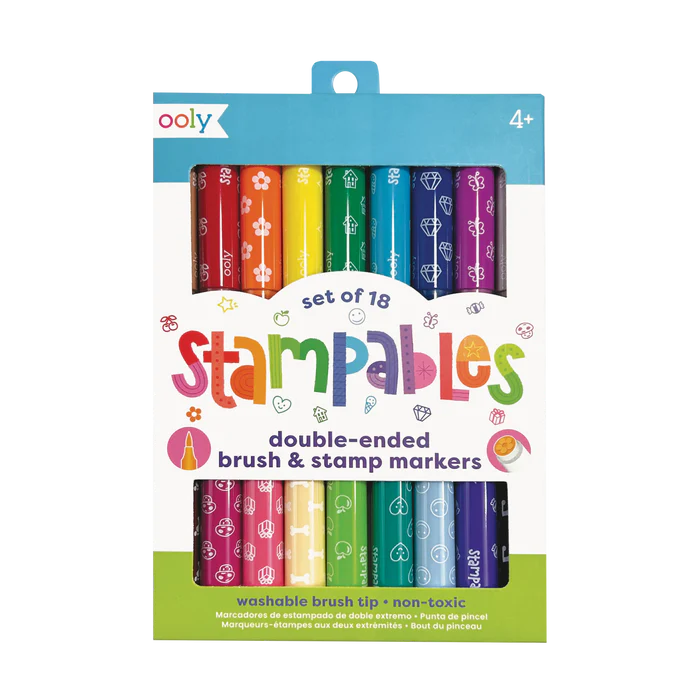 Stampables Double-Ended Stamp &amp; Brush Markers - Set of 18