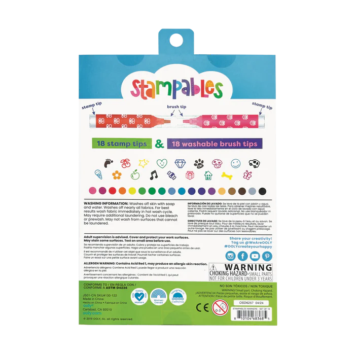 Stampables Double-Ended Stamp &amp; Brush Markers - Set of 18