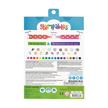 Stampables Double-Ended Stamp &amp; Brush Markers - Set of 18