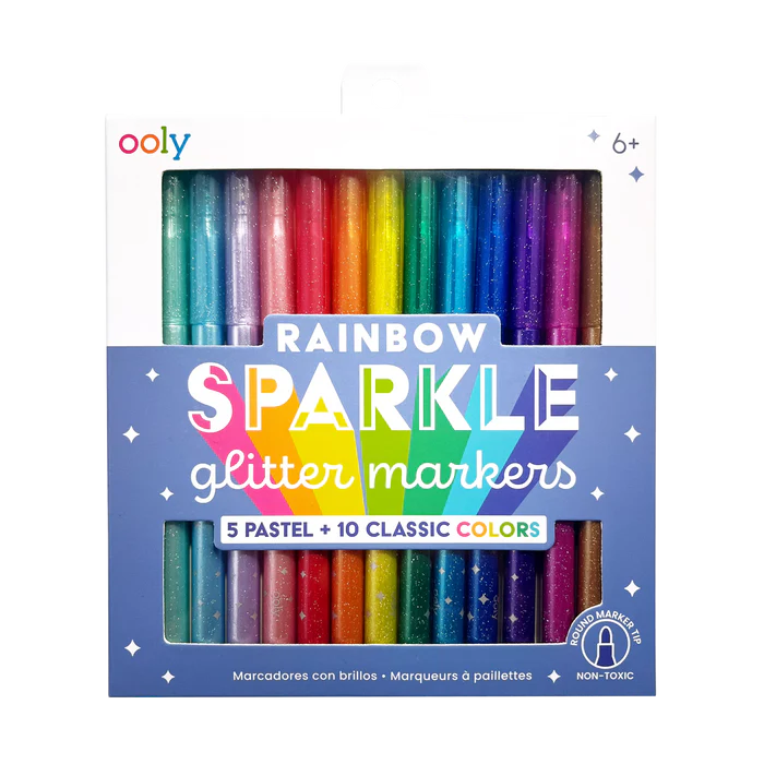 Rainbow Sparkle Glitter Markers - Set of 15