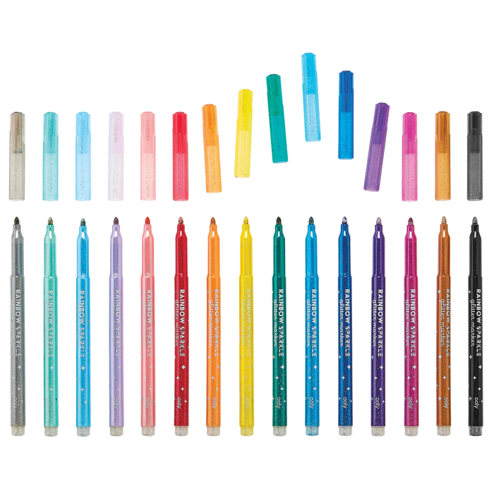 Rainbow Sparkle Glitter Markers - Set of 15