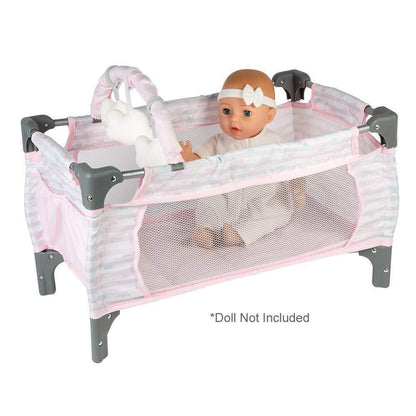 Deluxe Baby Doll Pack-N-Play &amp; Changing Table Set - Pastel Pink Hearts