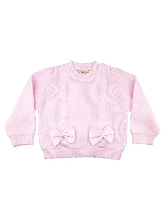 Lightweight Knit Bows Sweater in Pink