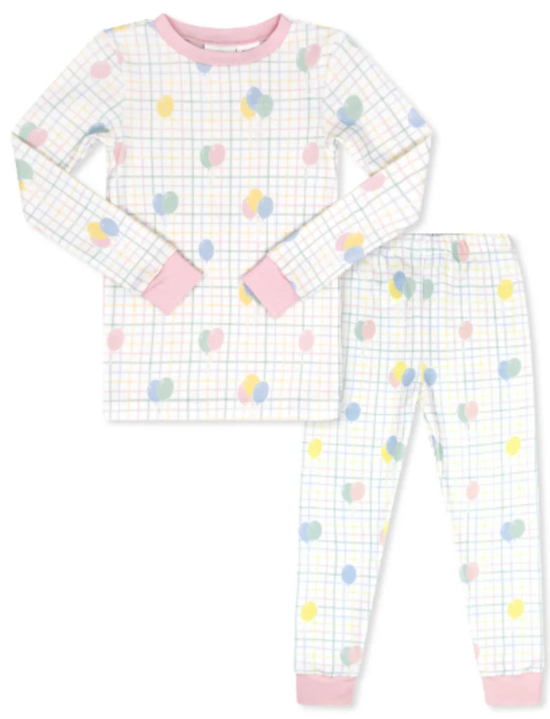 Sweet Pea PJ Set Party Time Balloon Plaid Pink
