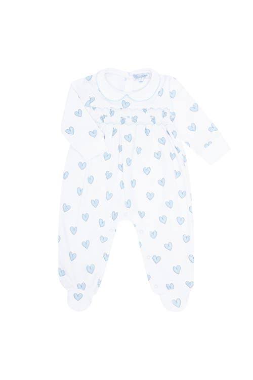 Heart Print Smocked Footie