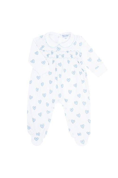 Heart Print Smocked Footie