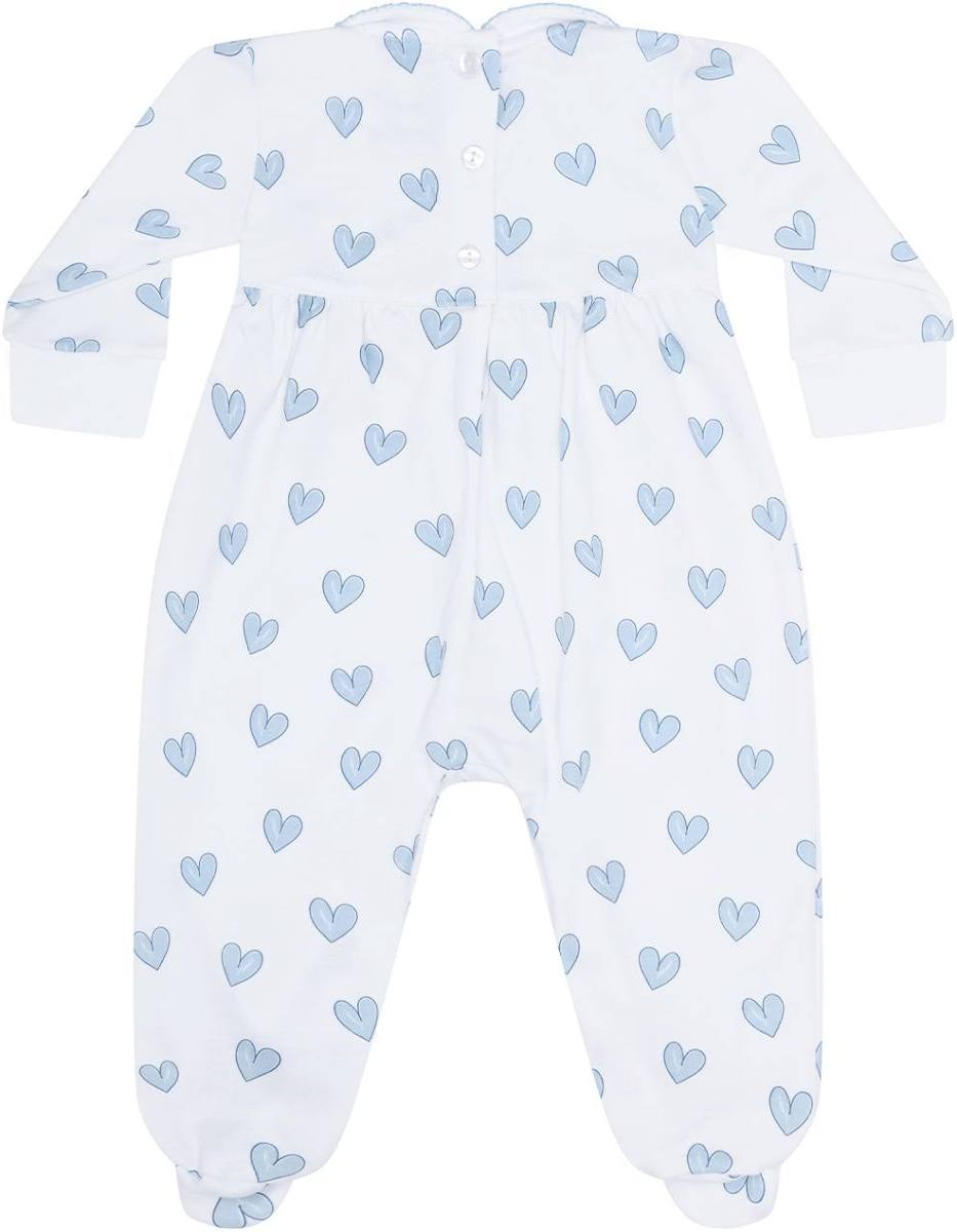 Heart Print Smocked Footie