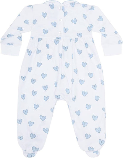 Heart Print Smocked Footie