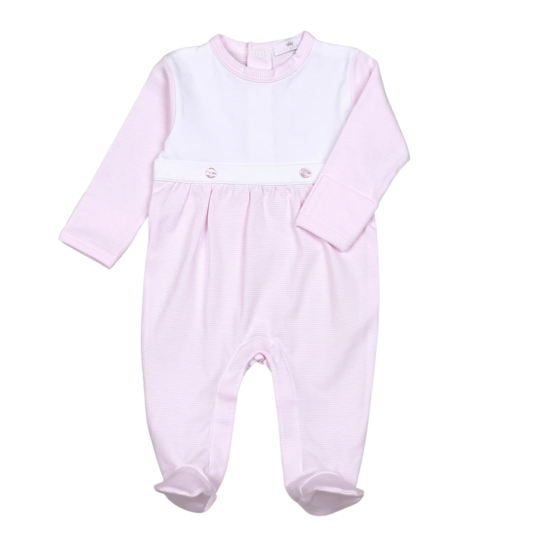 Pink Stripes Pima Bib Footie