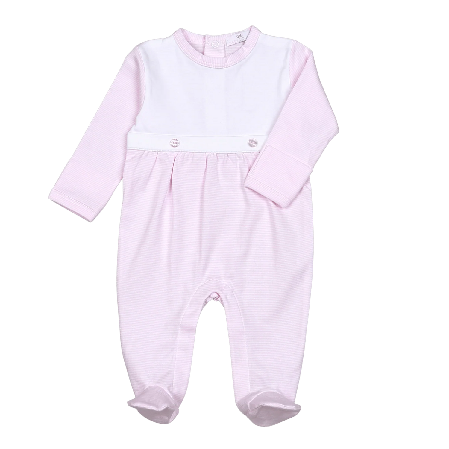 Pink Stripes Pima Bib Footie