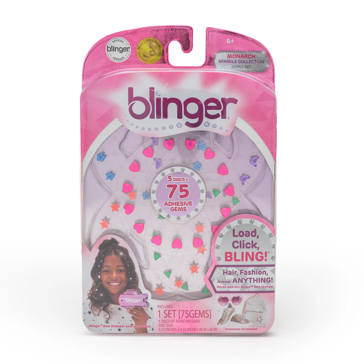 blinger® Sparkle Collection Refill Pack with 75 Colorful Hair-Safe Gems